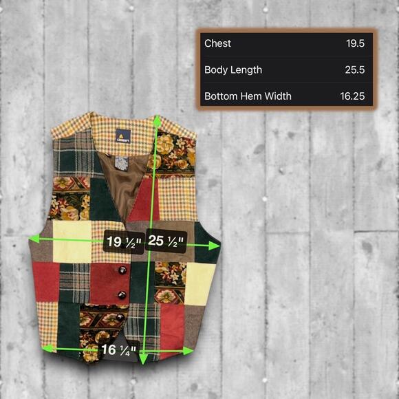 ★ Liz Claiborne Vintage Patchwork Plaid, Floral, & Houndstooth Patterned Vest ★ - Picture 5 of 6